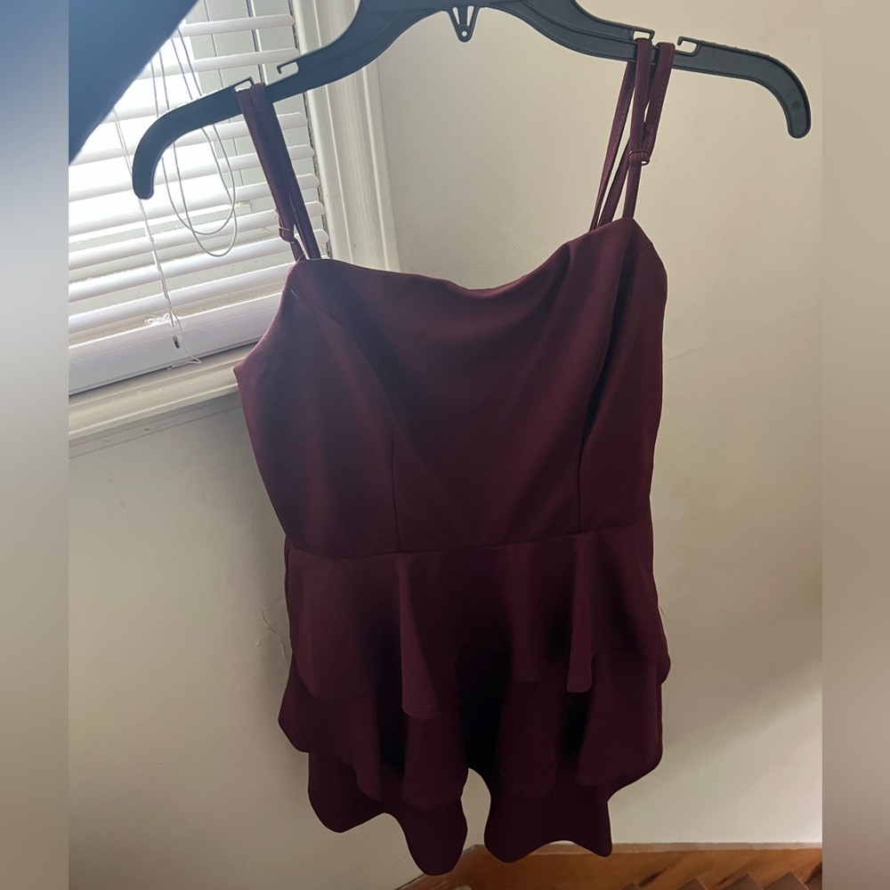 Size medium burgundy ruffle mini dress
